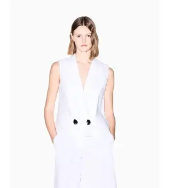 A|X Armani Exchange per donna XW001770AF21530U0002 Gilet Incrociato bianco, Casual, Lino, Classico