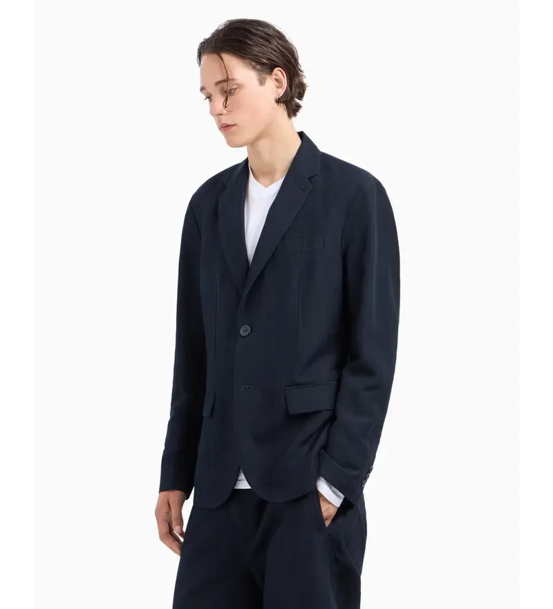 A|X Armani Exchange per uomo 8NZG15ZNFNZ1583 Blu navy semplice americano, Casual, Lino, Classico