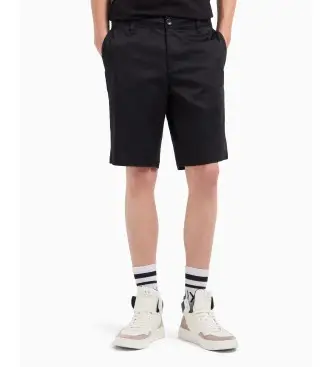 A|X Armani Exchange per uomo 8NZS42ZN1RZ1200 Bermuda in tessuto elasticizzato satinato nero, Casual, Cotone
