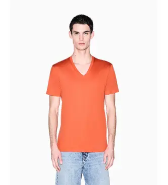 per uomo 8NZT75ZJA5ZU3040 T-shirt con scollo a V (XS), Casual, Arancione, Cotone, Manica corta Naturale