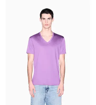 per uomo 8NZT75ZJA5ZUA151 T-shirt con scollo a V (XS), Casual, Lilla, Cotone, Manica corta Naturale