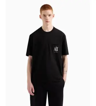 A|X Armani Exchange per uomo XM000366AF12308UC001 Maglietta nera Relax, Nero, Casual, Cotone, Manica corta Brillare