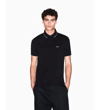 A|X Armani Exchange per uomo XM001289AF10363UC001 Polo nera aderente, Nero, Casual, Cotone, Manica corta