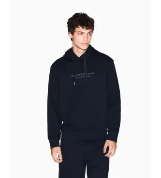 A|X Armani Exchange per uomo XM001294AF20934UB101 Felpa basic con cappuccio in cotone blu marino, Casual, Sportivo, Manica lunga, Navy