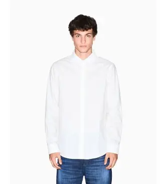 A|X Armani Exchange per uomo XM001587AF16631U0009 Camicia con logo Jacquard bianco, Casual, Cotone, Classico, Manica lunga