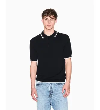 A|X Armani Exchange per uomo XM001977AF20139UC001 Polo in maglia nera, Nero, Casual, Cotone, Manica corta