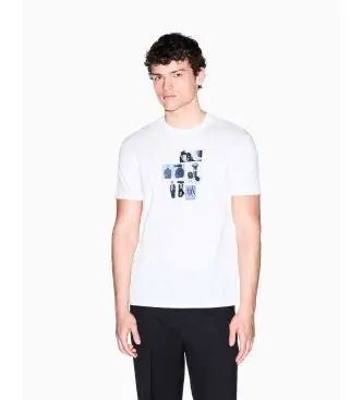 A|X Armani Exchange per uomo XM002780AF10358U0009 Maglietta a taglio regolare in jersey di cotone classico bianco, Casual, Manica cort