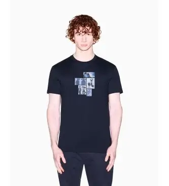 A|X Armani Exchange per uomo XM002780AF10358UB101 Maglietta Classica blu marino, Casual, Cotone, Manica corta, Navy