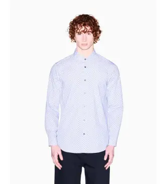 A|X Armani Exchange per uomo XM002811AF24739F0204 Camicia tinta con filato jacquard bianco standard, Casual, Cotone, Classico, Manica