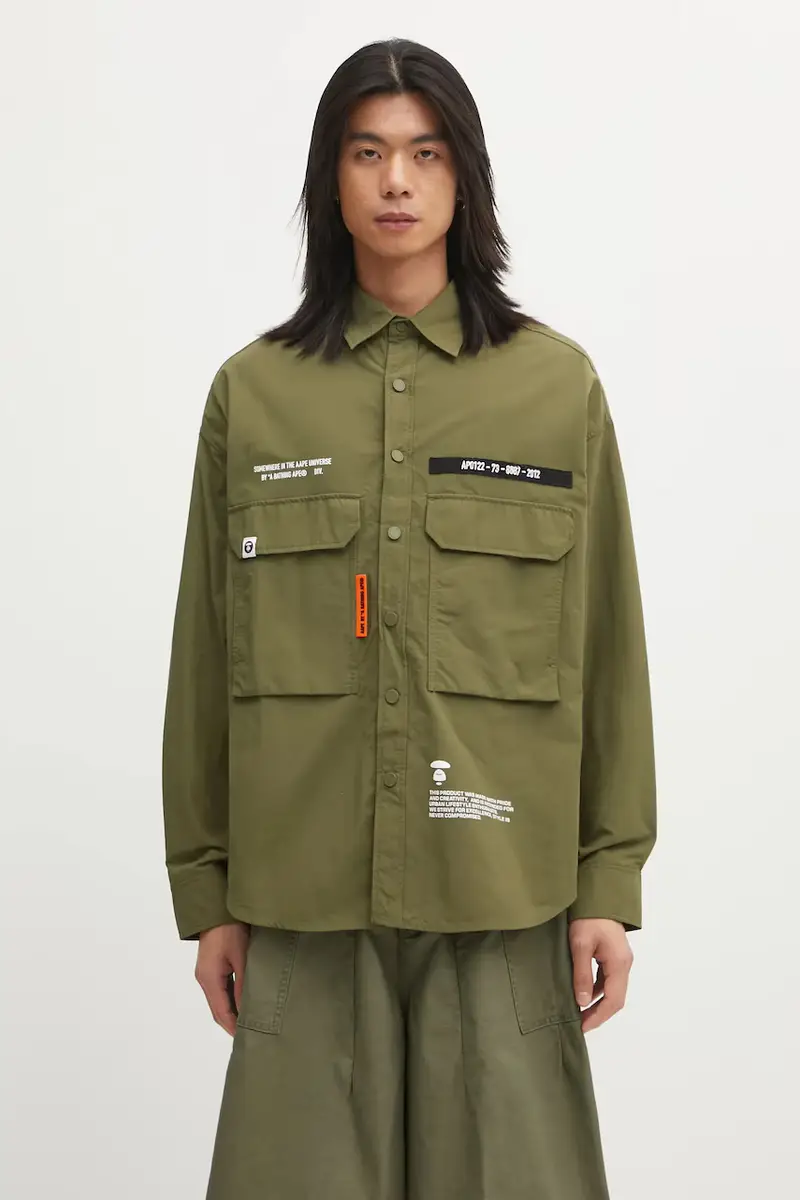 AAPE camicia Main uomo colore verde AAPSTM8527XXO