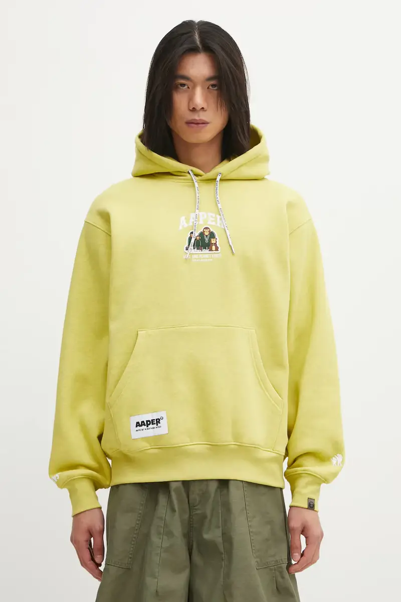 AAPE felpa Aaper Hoodie uomo colore verde con cappuccio AAPSWMC370XBP