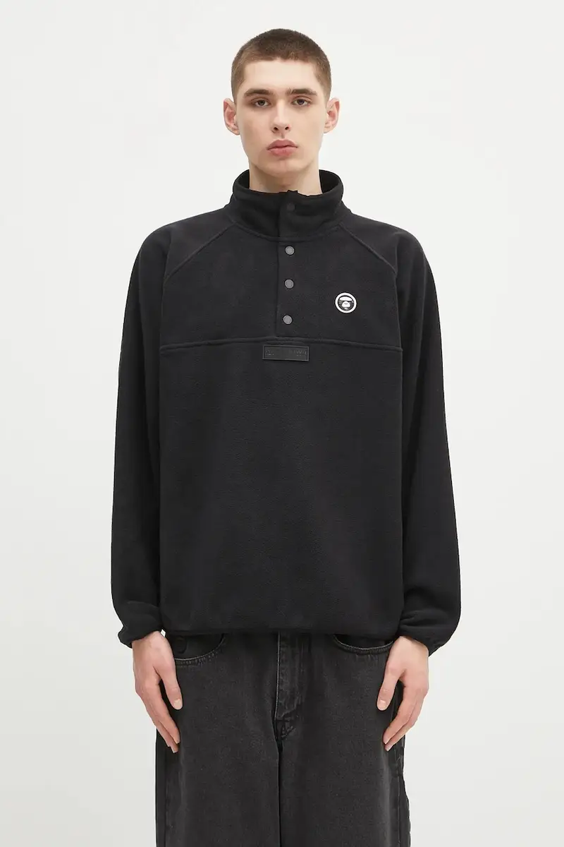 AAPE felpa in pile Now Crew Neck uomo colore nero AAPSWMB322XXN