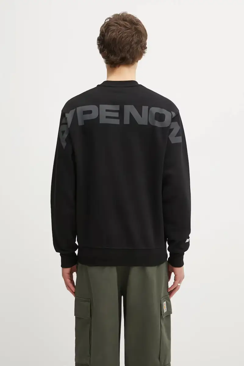 AAPE felpa Now Crew Neck uomo colore nero con applicazione AAPSWMB321XXN