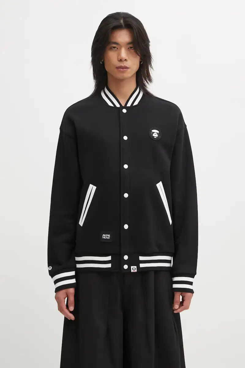 AAPE felpa Now Zip Up uomo colore nero AAPSWMC360XXP