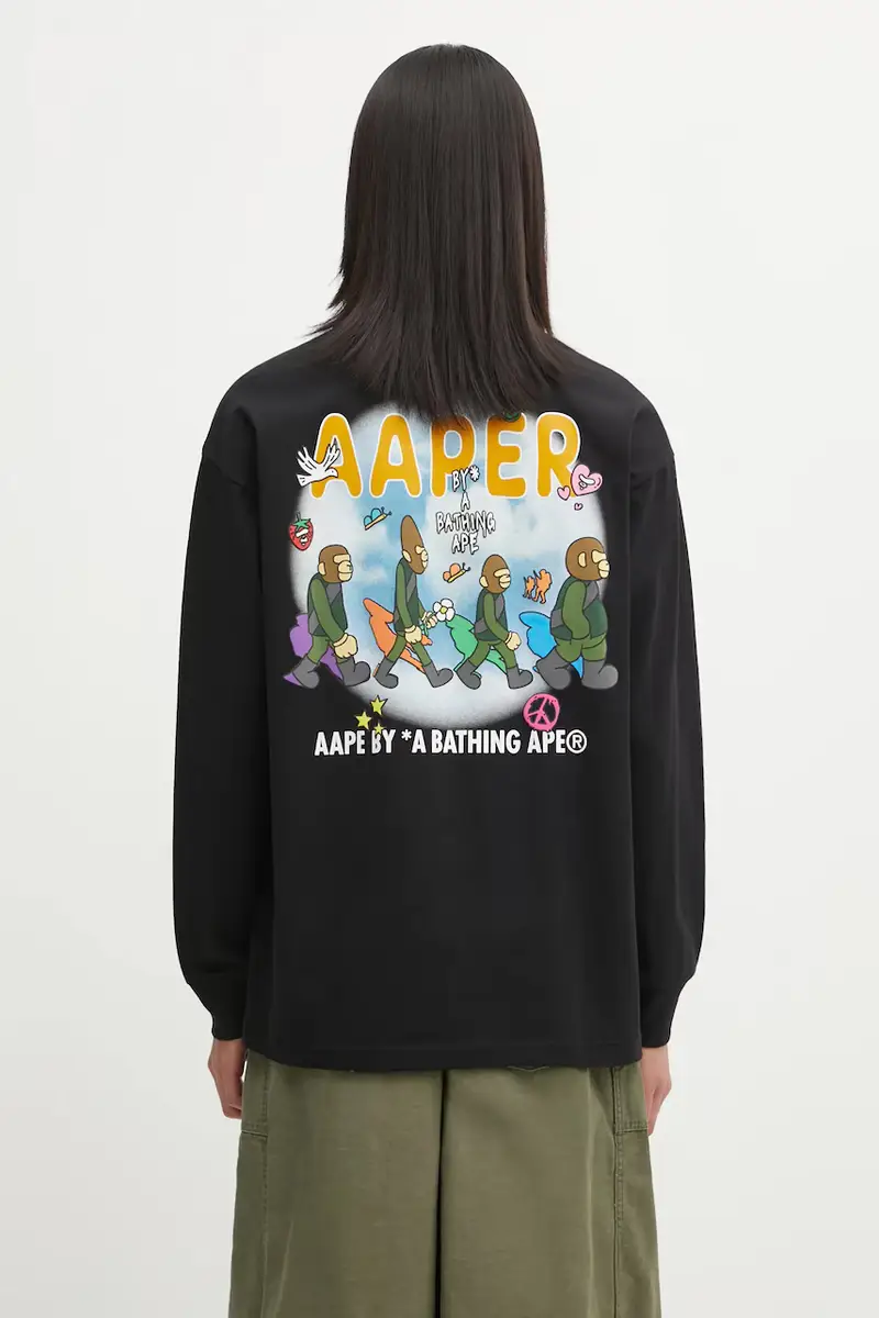 AAPE top a maniche lunghe in cotone colore nero AAPLTM1722XXP