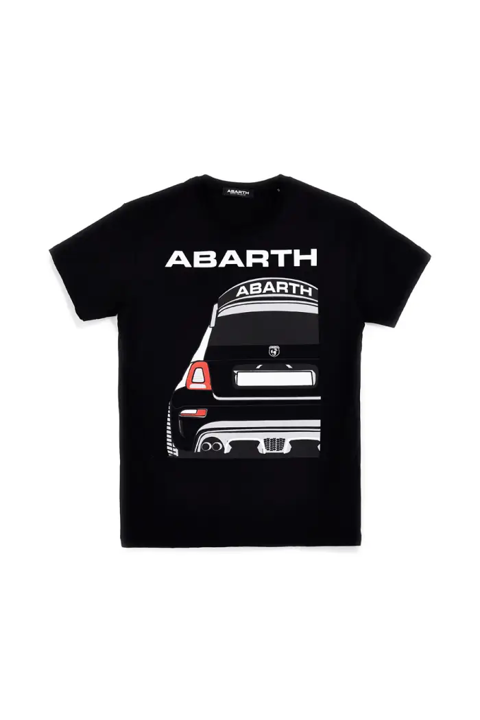 T-shirt nera in cotone con stampa sul petto Abarth AH26SS056 [NERO]