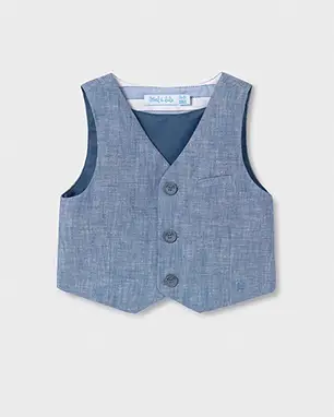 Abel & Lula Gilet azzurro in lino effetto chambray 4-8 anni