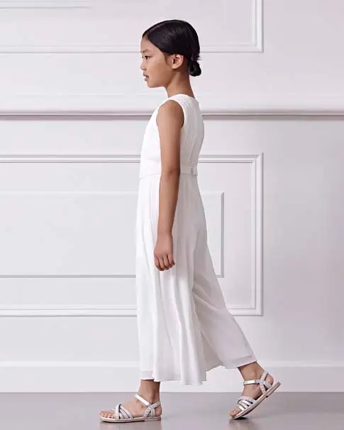 Abel & Lula Tuta bianca in chiffon a pieghe senza maniche