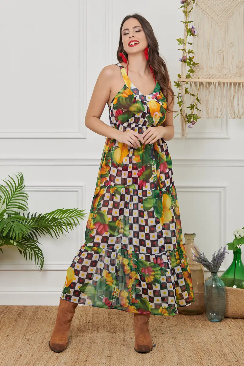 Moda Mare Positano ABITO CHIFFON COLLANA | Colore: Cactus