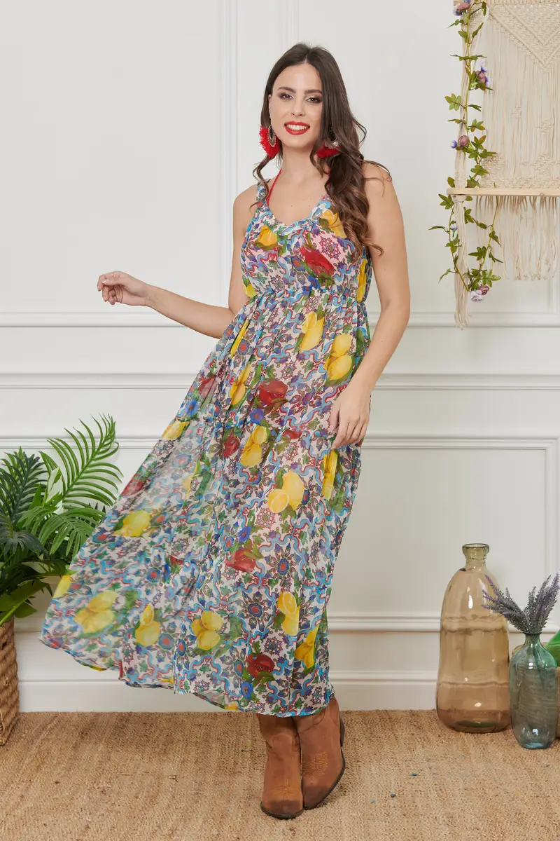 Moda Mare Positano ABITO CHIFFON COLLANA | Colore: Clementine