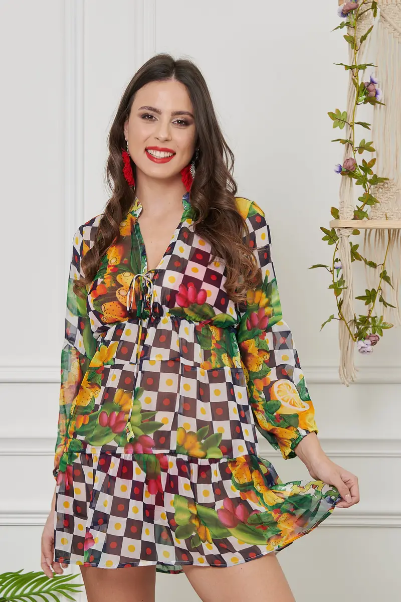 Moda Mare Positano ABITO CHIFFON | Colore: Cactus