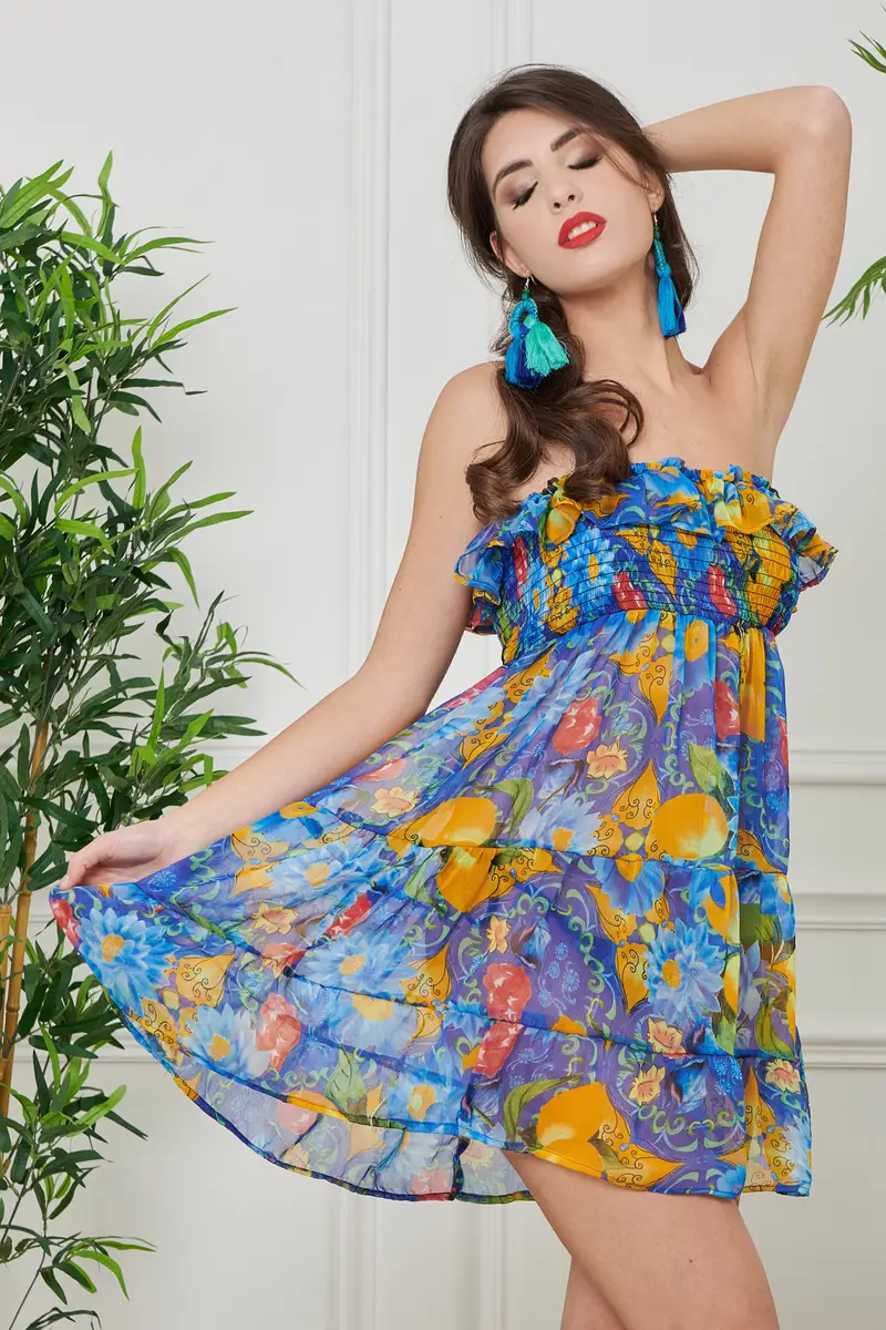 Moda Mare Positano ABITO CHIFFON ROUCHES | Colore: Ninfea