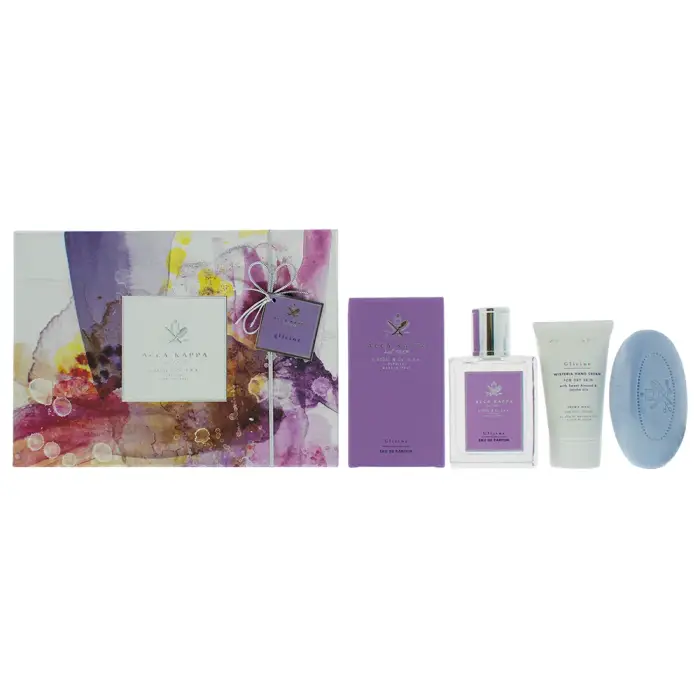 Acca kappa Set Glicine, Eau De Parfum, per donna, 100 ml + Glicine, Crema mani idratante, Gelsomino, 75 ml + Glicine, Saponetta profumata