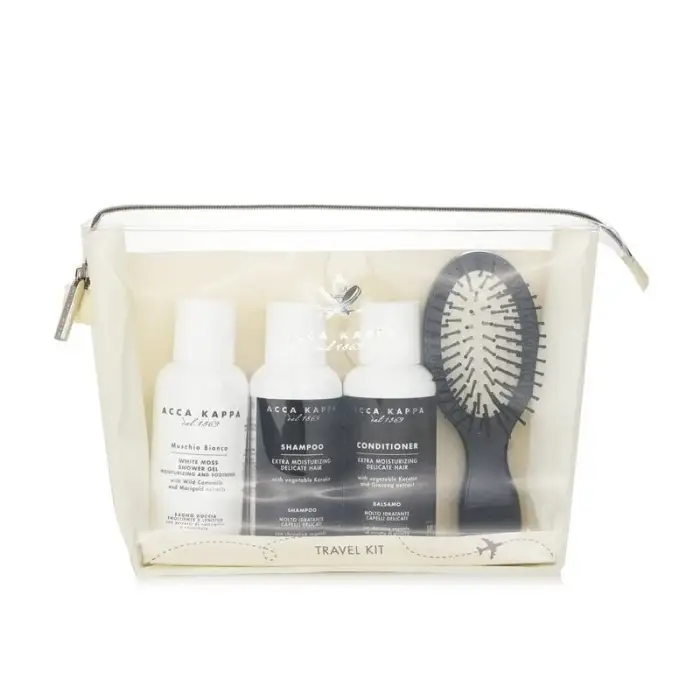 Set da viaggio Acca Kappa White Moss (sh/100ml + sh/gel/100ml cond/100ml + pennello + pouch)