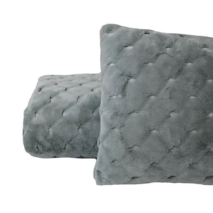 Acca24 Plaid ecopelliccia 150*200cm con cuscino abbinato courmayeur grigio
