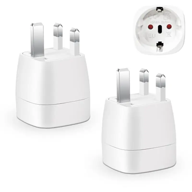 vutizal Adattatore Presa Inglese - 2 pezzi Adattatore Universale da Viaggio - 3250W Adattatore UK per Regno Unito, Irlanda, Dubai, Maldive