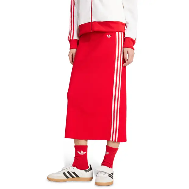 Adidas Adicolor Knit 3-stripes Skirt female Gonne - Rosso - Tela di cotone - Foot Locker Red