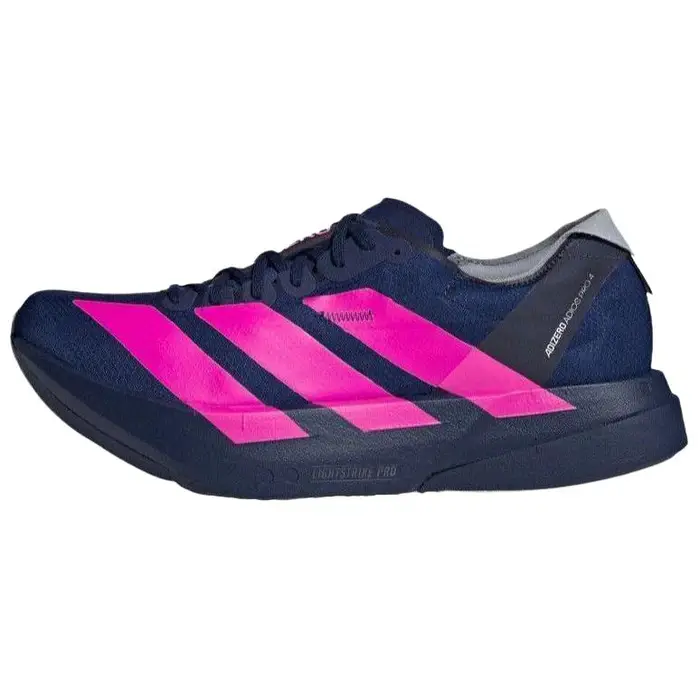 Adizero Adios Pro 4 M Blu Scuro Rosa Shock Grigio Dash Scarpe da Ginnastica da Uomo JR4946 41⅓