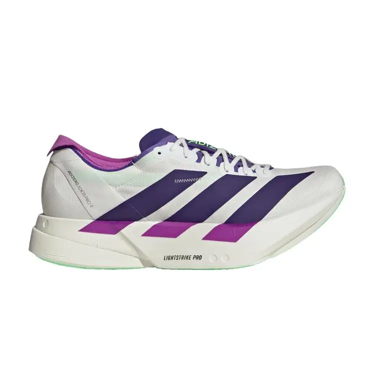 Adidas Adizero Adios Pro 4 Scarpe da Corsa Versatili Comode Lunga Distanza Breve Distanza Uomo Sneakers Bianco Viola JR1656
