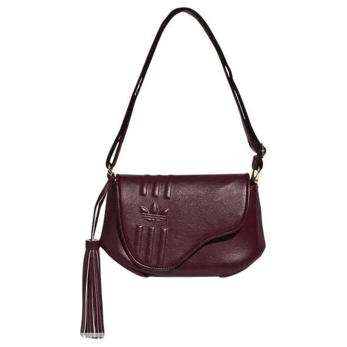 Borsa a Sella in Poliuretano con Frange Rimovibili da Donna Borsa a Mano Rosso Scuro KW4726 Dark Red