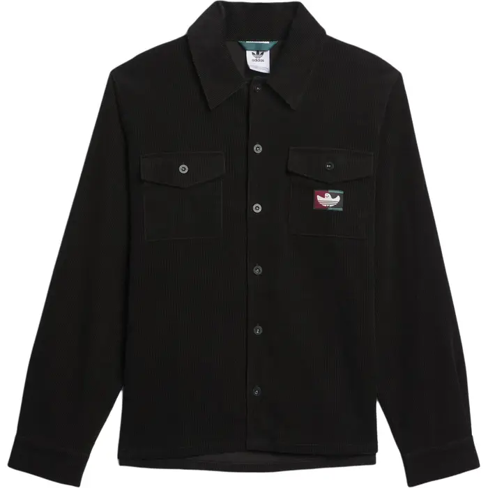 Camicia di velluto a coste Adidas Originals Shmoo FW25 Cotone Sport Maniche Lunghe Camicie da Uomo Nera KF9603 S