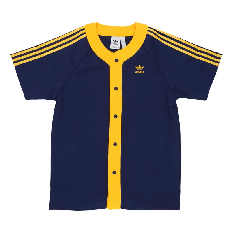 Adidas Casacca Bottoni Uomo Cl+ Ss Basketball Shirt Dark Blue/crew Yellow