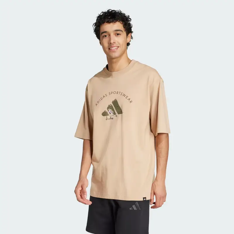 Adidas Codes Doodle Scooter Graphic Tee Warm Sandstone