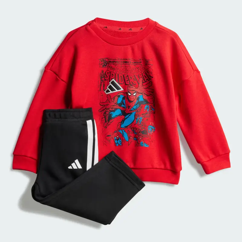 Adidas Completo felpa e pantaloni Spider Man Marvel per bambini Pure Ruby