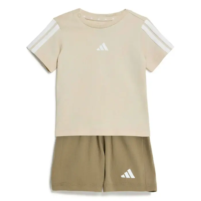 Adidas Completo t-shirt e pantaloni corti neonato Essentials Beige