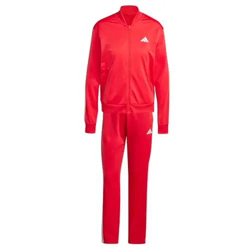 adidas Donna Essentials 3-Stripes Tracksuit, Pure Ruby/White