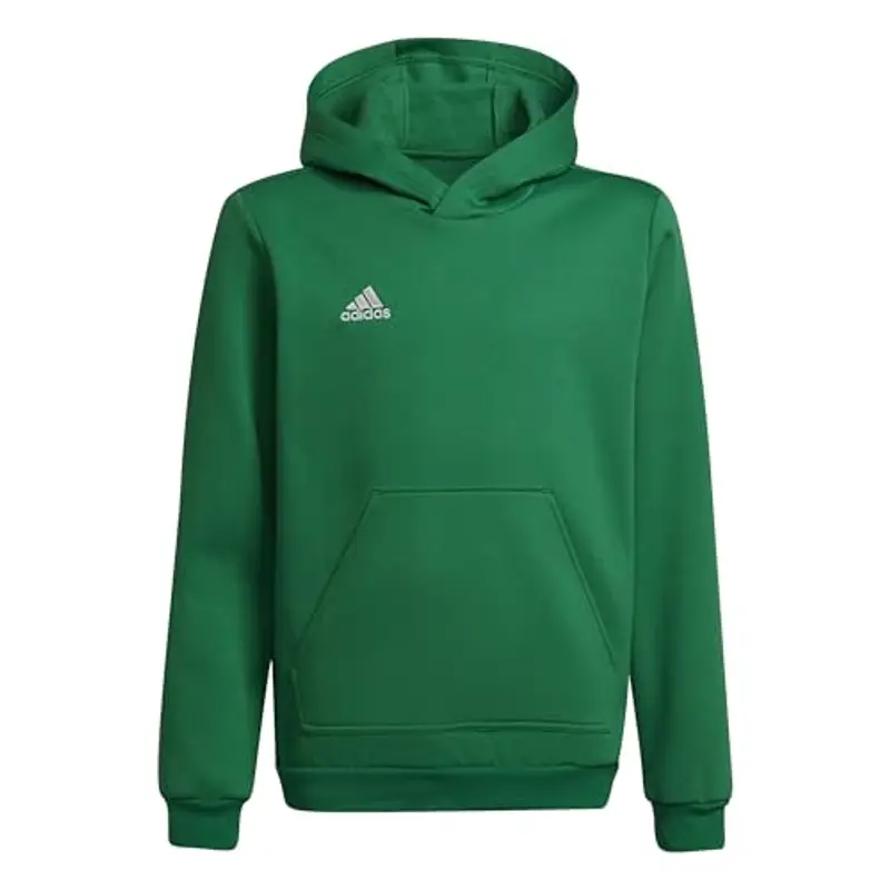 adidas Entrada 22 Sweat Hoodie, Felpa con Cappuccio Unisex-Bambini, Team Green/White
