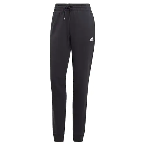 adidas Essentials Linear French Terry Cuffed Joggers Pantaloni, Nero/Bianco, XXL da Donna