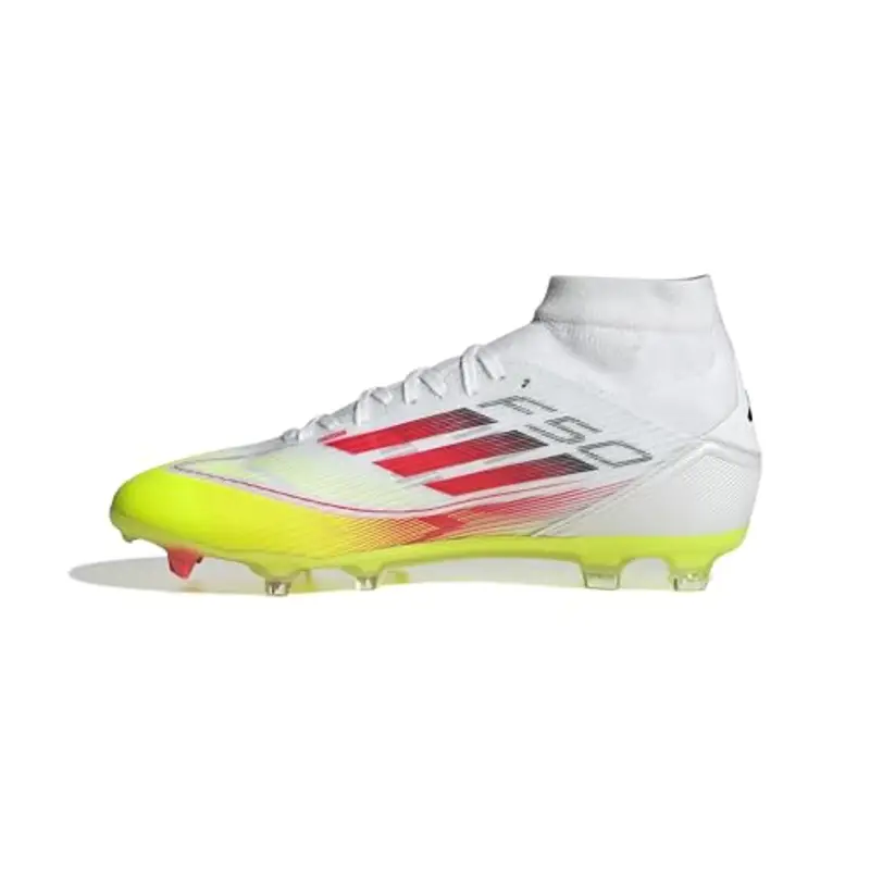 adidas F50 League Mid Football Boots FG/MG Women, Scarpe da Calcio Donna, Cloud White/Lucid Red/Solar Yellow, 39 1/3 EU