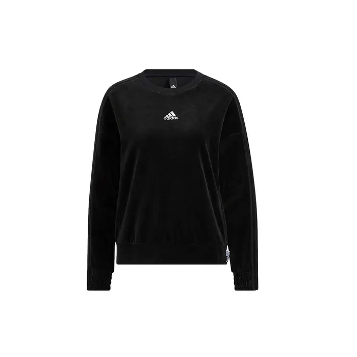 Felpa Adidas in Velluto Girocollo con Piccolo Logo Top da Donna Nero HG1843 S