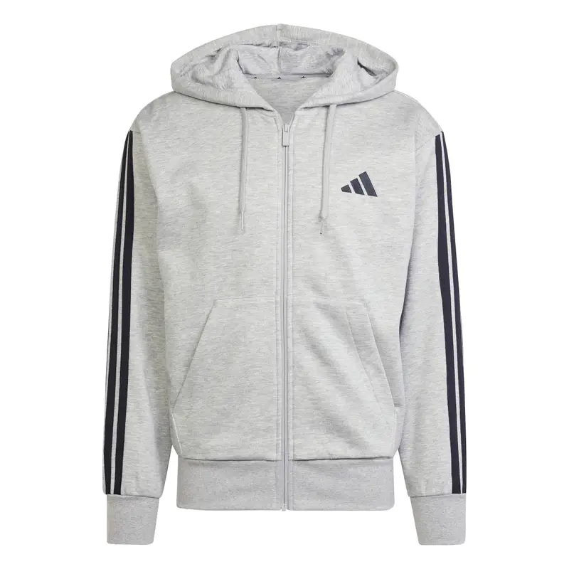 Adidas Felpa con cappuccio Essentials 3-Stripes Fleece Gris