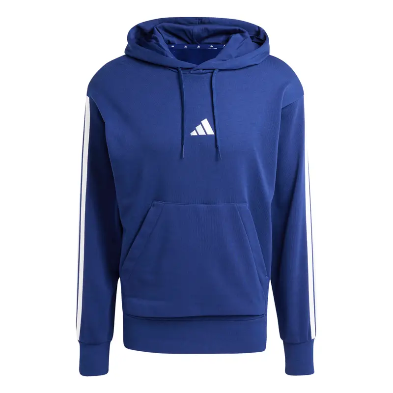 Adidas Felpa con cappuccio Essentials 3-Stripes French Terry Bleu