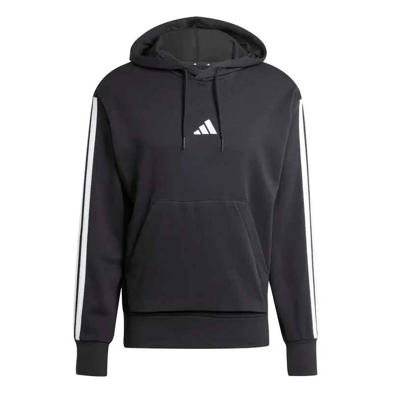 Adidas Felpa con cappuccio Essentials 3-Stripes French Terry Noir