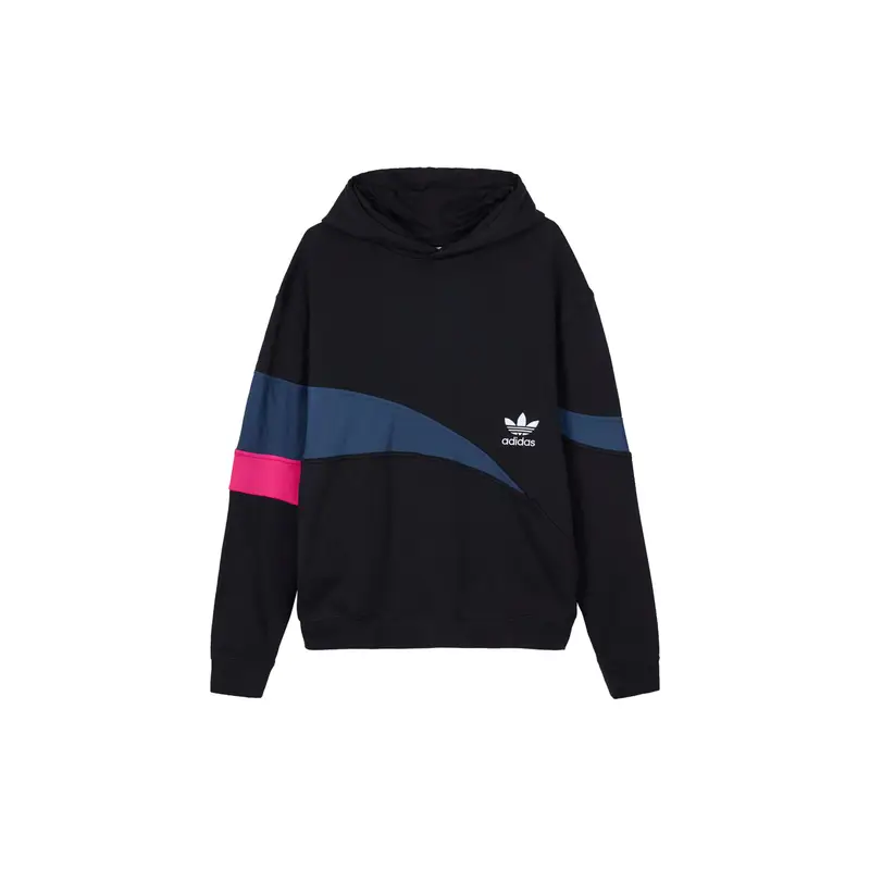 Adidas Felpa con Cappuccio Originals Logo Trifoglio Colorblock Uomo Felpa Nera H46695