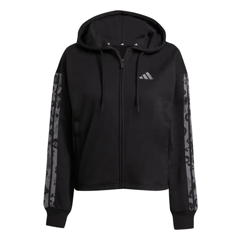 Adidas Felpa con cappuccio da donna Animal Print 3 stripes Noir