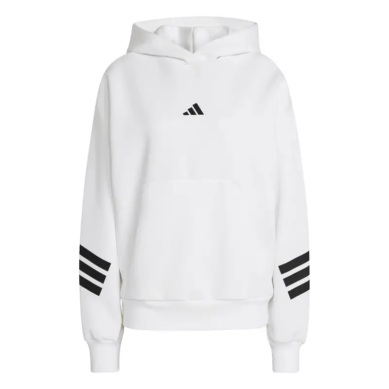 Adidas Felpa con cappuccio da donna bianca Future Icons 3-Stripes